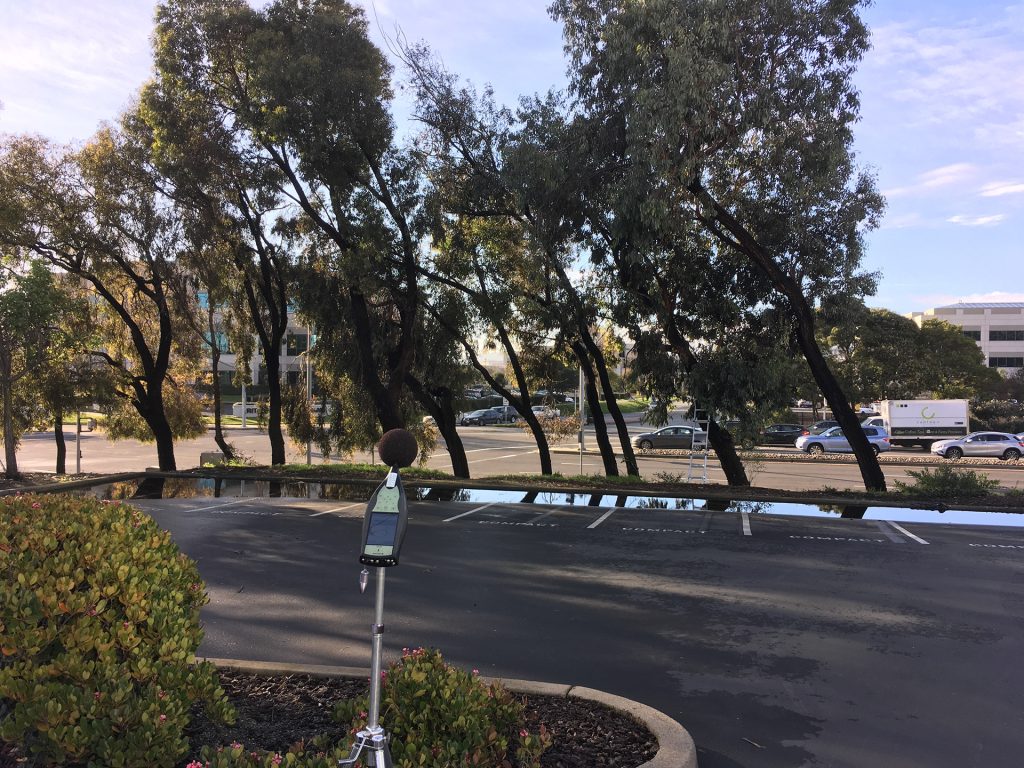 Microphone / testing equipment in a parking lot